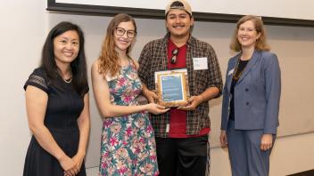 Alex Ortiz accepting the award for Top Registered Student Organization on behalf of The Climate Reality Project 