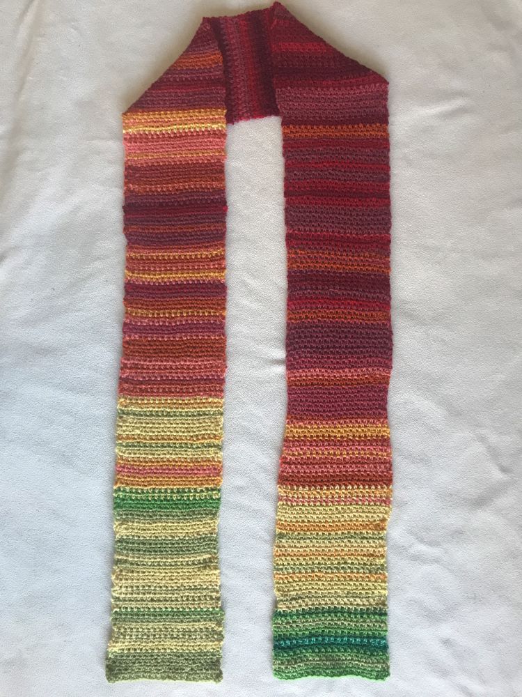 Scarf representing the daily temperatures of Davis in 1990