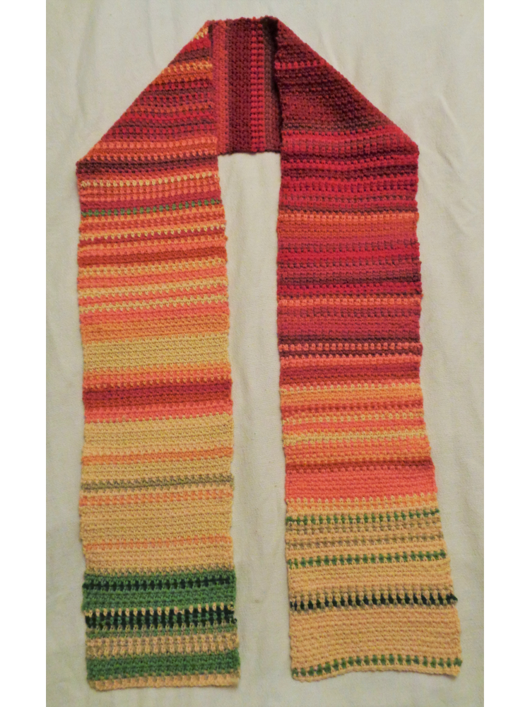 Scarf representing the daily temperatures of Davis in 2005