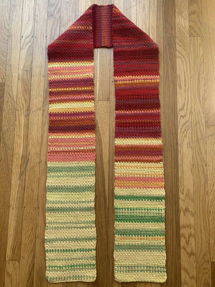 Scarf showing the daily temperatures of Davis in 2000
